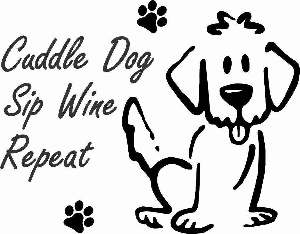 Cuddle Dog, Sip Wine, Repeat Wine Glass 19 oz
