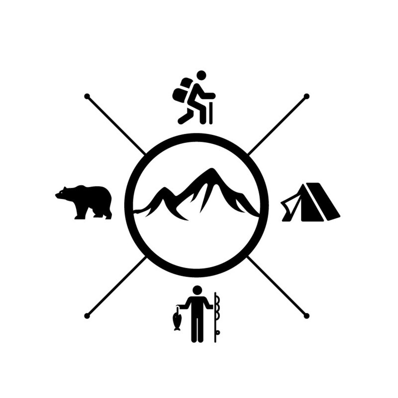 Mountains with 4 Outdoor Themes Leatherette Coaster Set