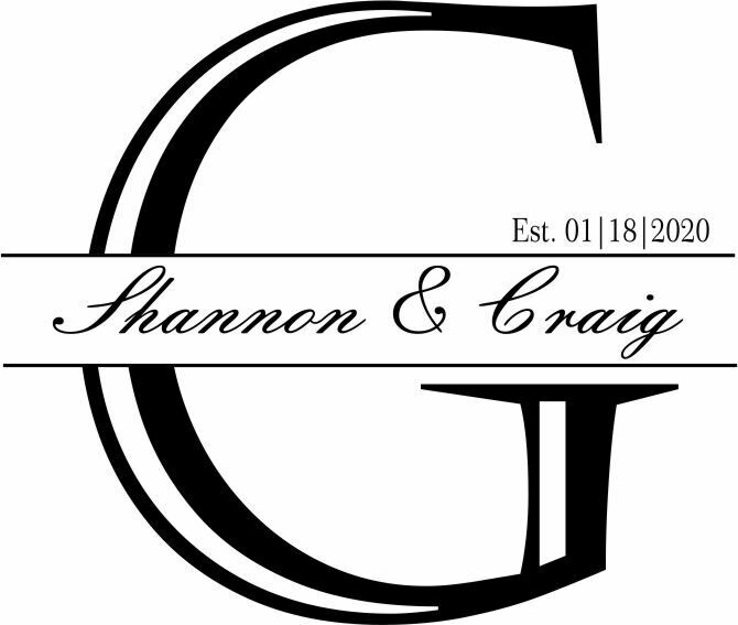 Custom Decorative Initial w/Names & Date Wine Glass 19 oz