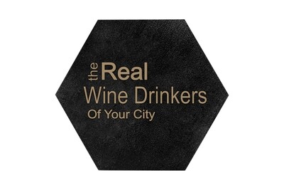 The Real Wine Drinkers of (Add Your Custom Location) HEX Hand-Painted Wood Coaster Set