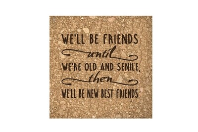 We'll Be Friends until We're Old and Senile, then We'll be New Best Friends Cork Coaster Set