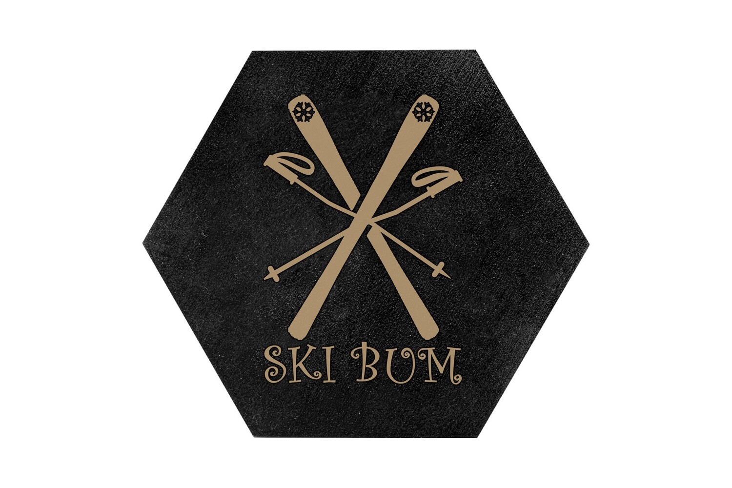 Ski Bum HEX Hand-Painted Wood Coaster Set