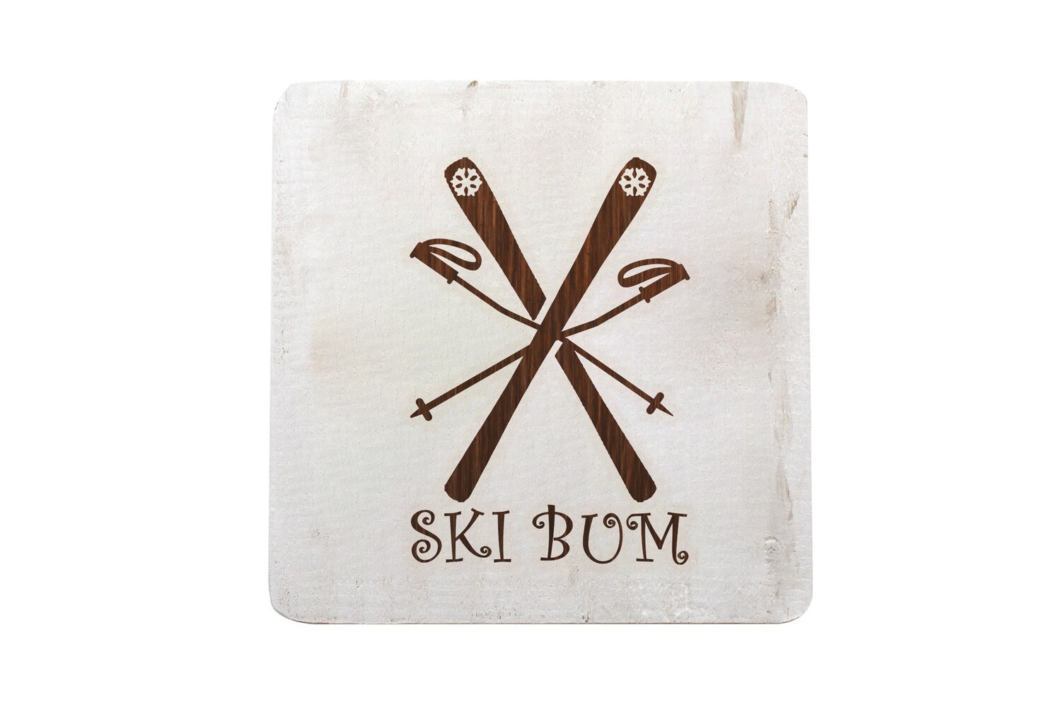Ski Bum Hand-Painted Wood Coaster Set