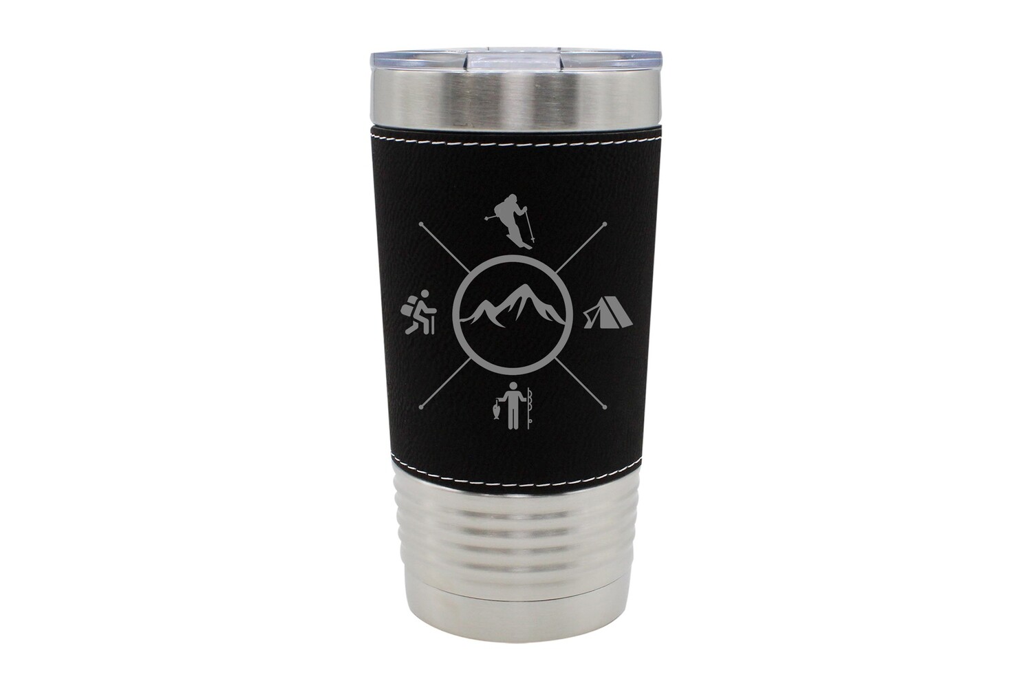 Leatherette 20 oz Skier with Outdoor Themes Insulated Tumbler