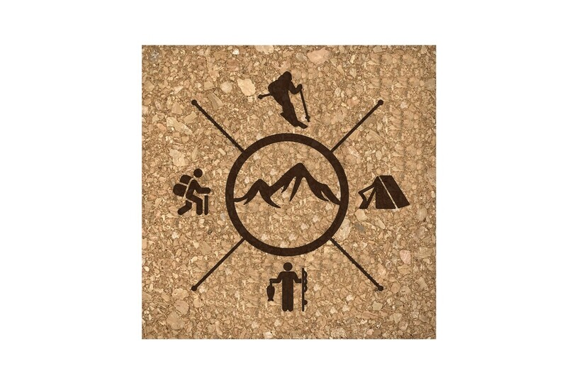 Skier with Outdoor Themes Cork Coaster Set