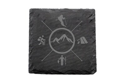 Skier with Outdoor Themes Slate Coaster Set