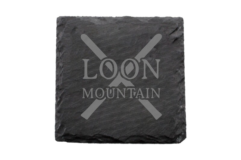 Skis with Custom Location Slate Coaster Set