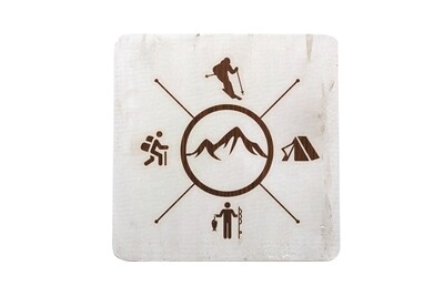 Skier with Outdoor Theme Hand-Painted Wood Coaster Set