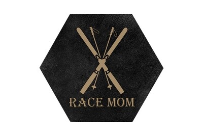 Race Mom HEX Hand-Painted Wood Coaster Set