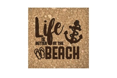 Life is Better at the Beach or Lake Cork Coaster Set