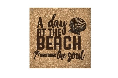 "A day at the Beach Restores the Soul" Cork Coaster Set