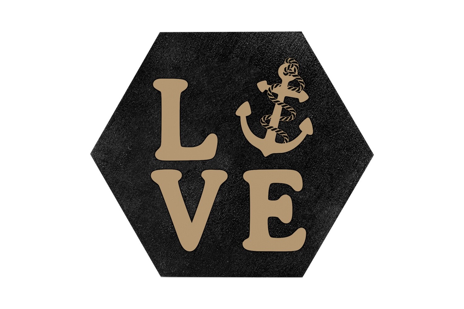 Love with Anchor HEX Hand-Painted Wood Coaster Set