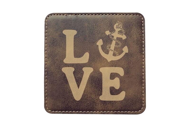 Love with Anchor Leatherette Coaster Set