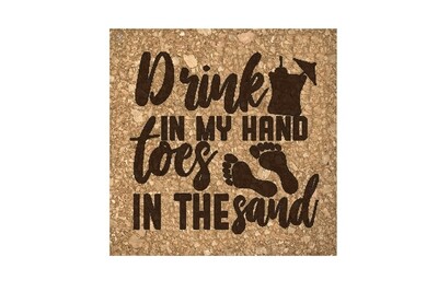 "Drink in my Hand toes in the Sand" Cork Coaster Set