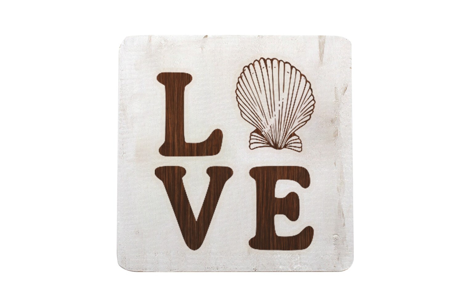 Love with Seashell Hand-Painted Wood Coaster Set