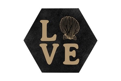 Love with Seashell HEX Hand-Painted Wood Coaster Set