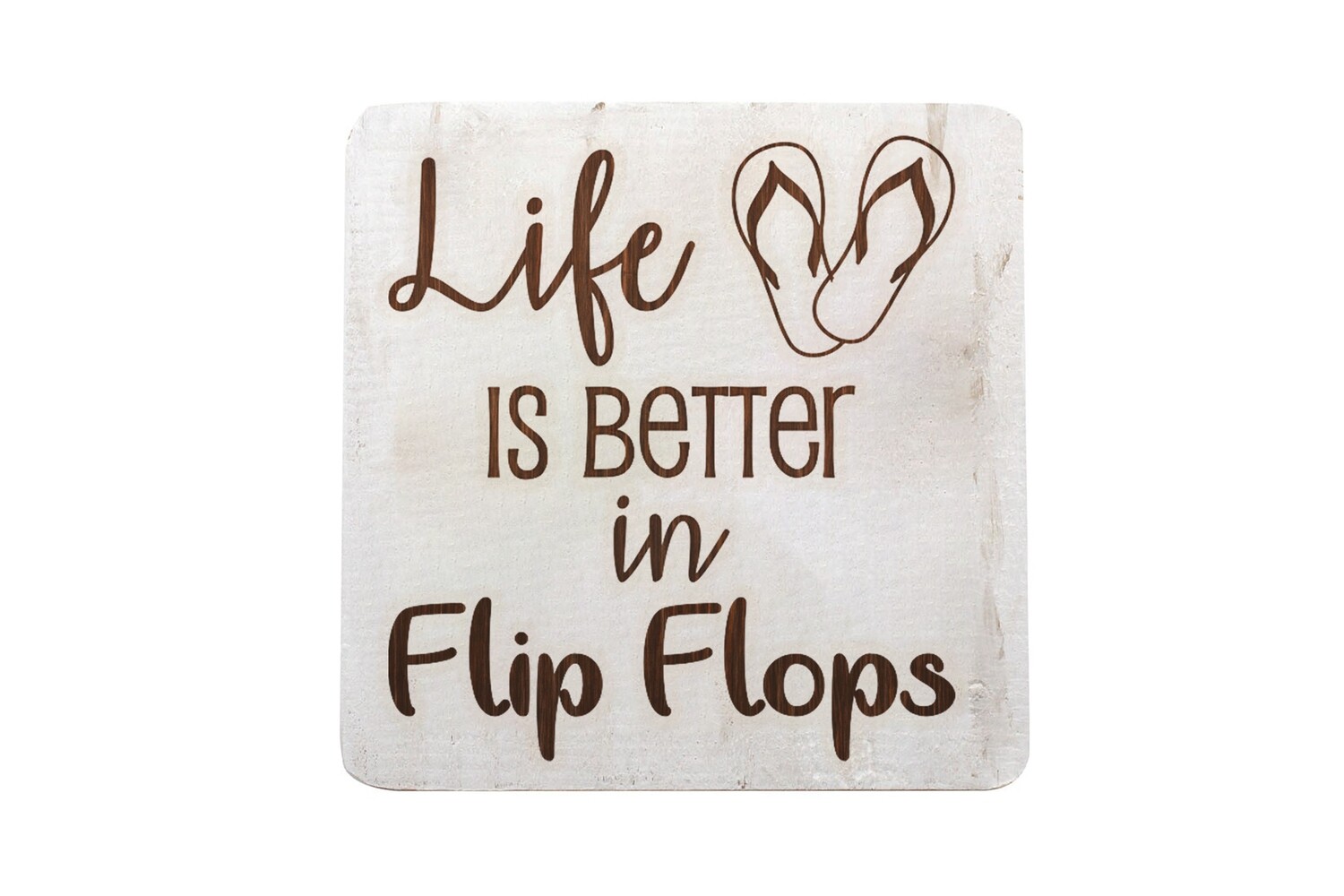 "Life is Better in Flip Flops" Hand-Painted Wood Coaster Set