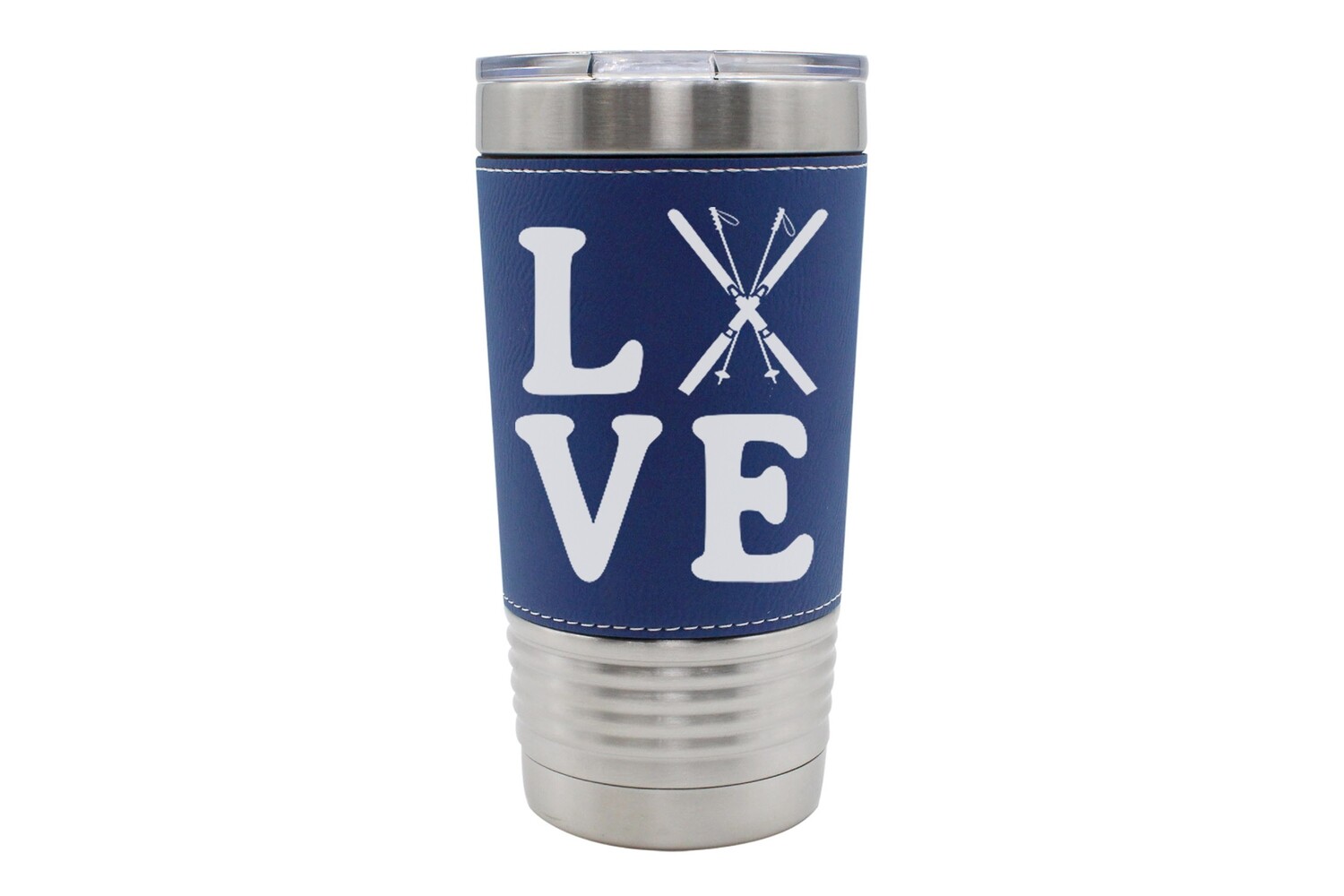 Leatherette 20 oz Love with Skis Insulated Tumbler