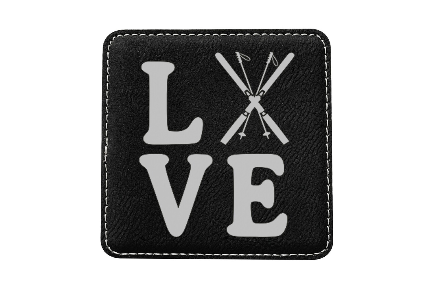 Love with Skis Leatherette Coaster Set
