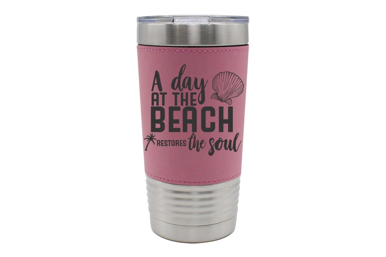 Leatherette 20 oz "A day at the Beach Restores the Soul" Insulated Tumbler