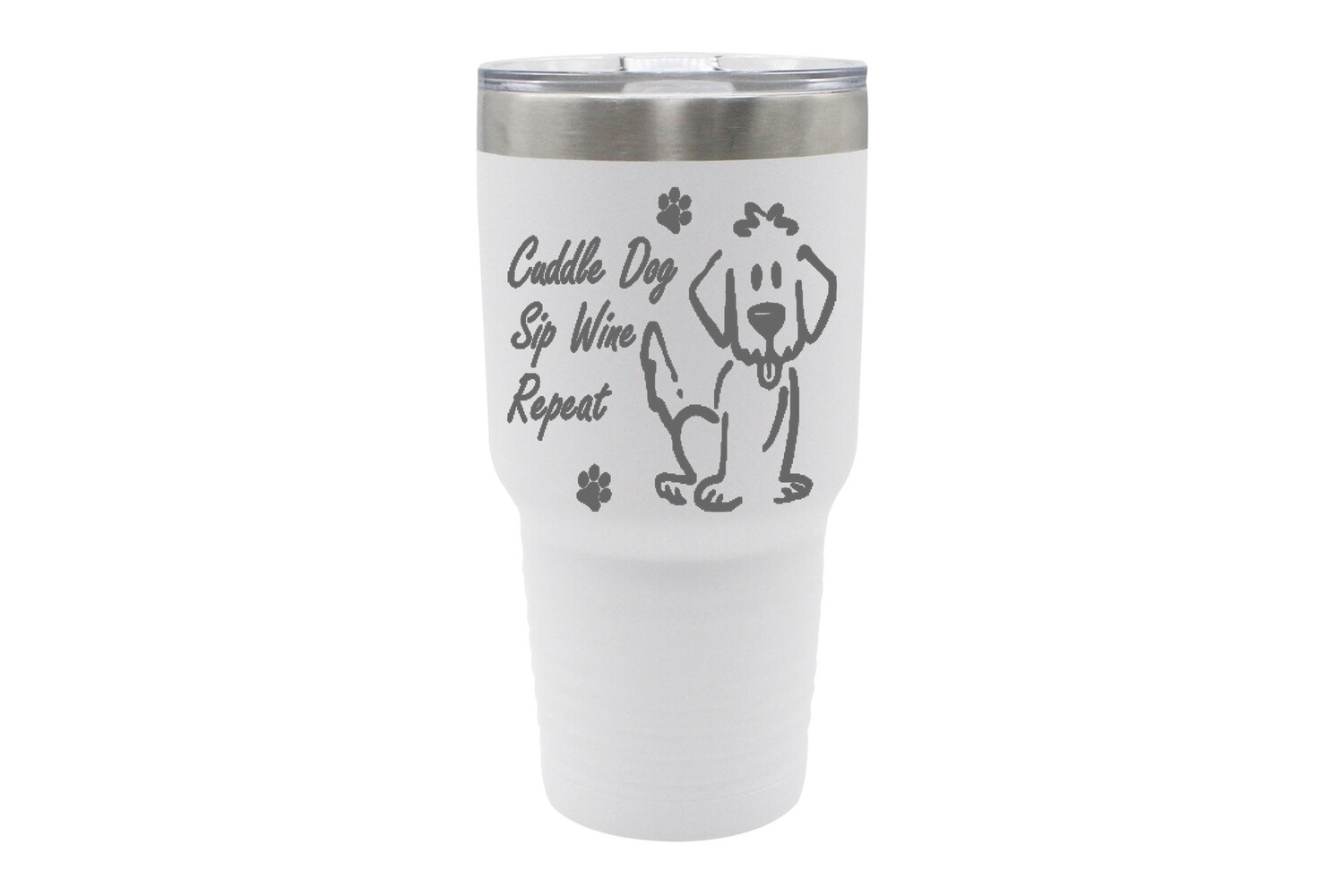 Cuddle Dog, Sip Wine, Repeat Saying Insulated Tumbler 30 oz