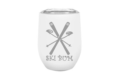 Ski Bum or Custom Location with Skis Insulated Tumbler 12 oz