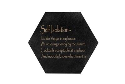 Self Isolation Witty Saying HEX Hand-Painted Wood Coaster Set