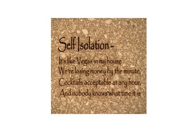 Self Isolation Witty Saying Cork Coaster Set
