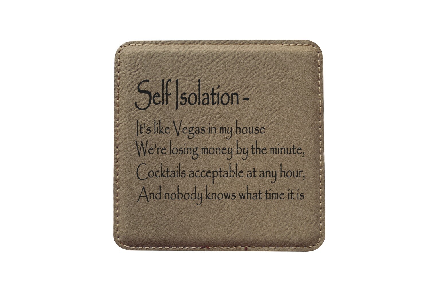 Self Isolation Witty Saying Leatherette Coaster Set