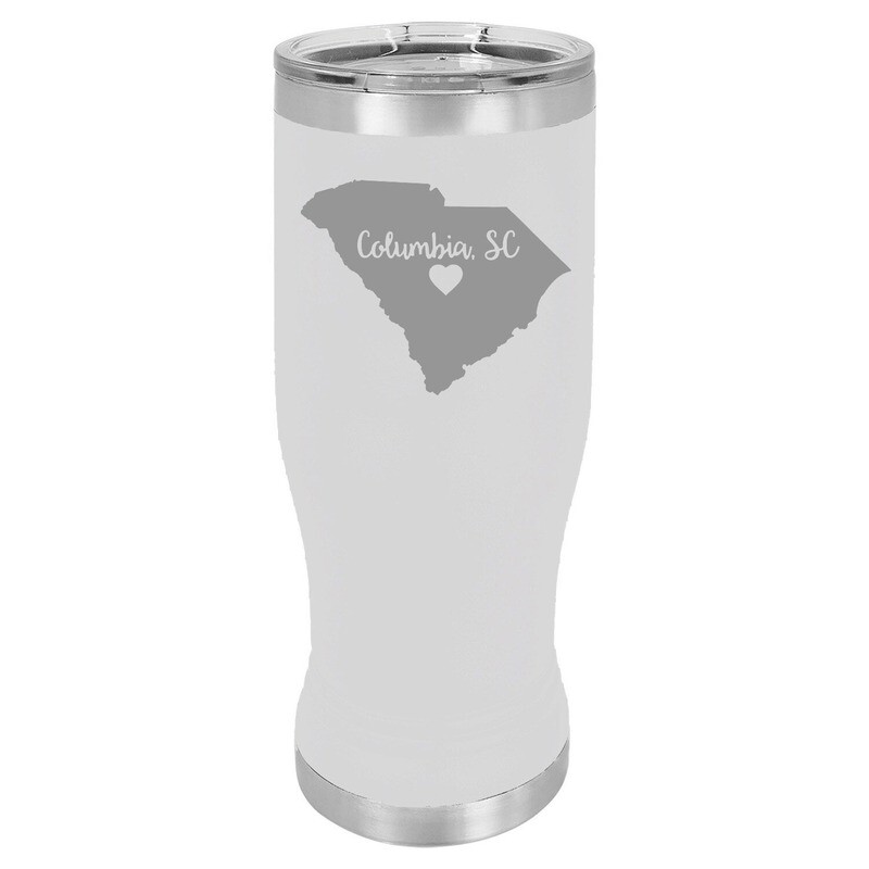 Custom State Shape - Heart Represents City Location Pilsner 20 oz