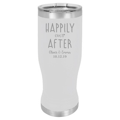 Custom Happily Ever After with Names & Date Pilsner 20 oz