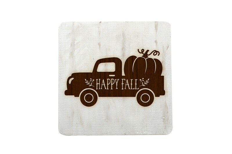 Happy Fall Hand-Painted Wood Coaster Set