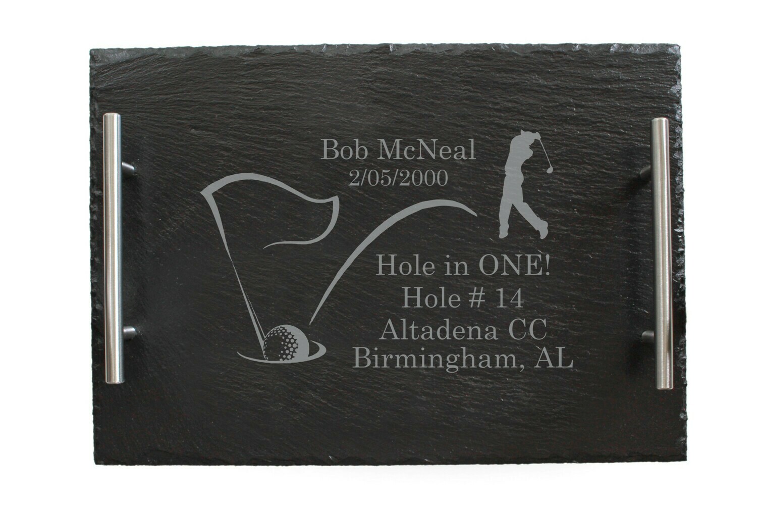 Hole In One with Personalized Information Slate Serving Tray