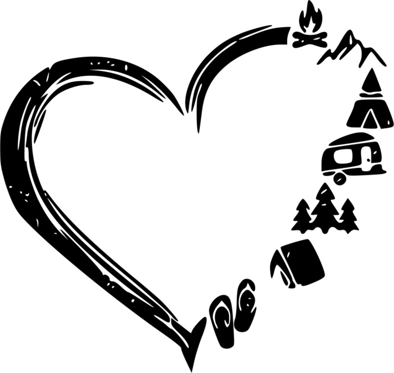 Heart w/Outdoor Icons (without or with Name or Location) Slate Coaster Set