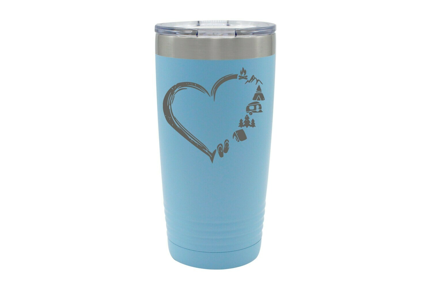 Heart w/Outdoor Icons (without or with Name or Location) Insulated Tumbler 20 oz