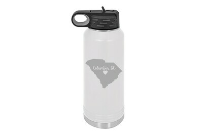 Custom State Shape - Heart Represents City Location Insulated Water Bottle 32 oz