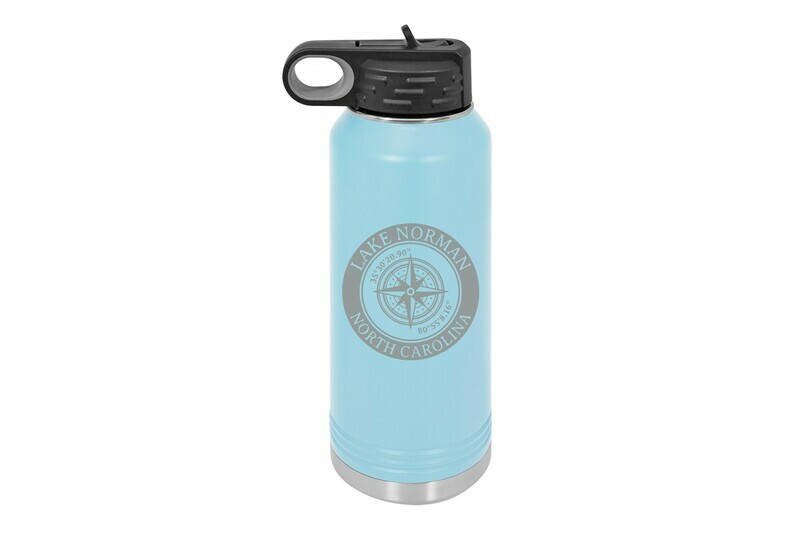 Custom Location with Latitude & Longitude in Circle Insulated Water Bottle 32 oz