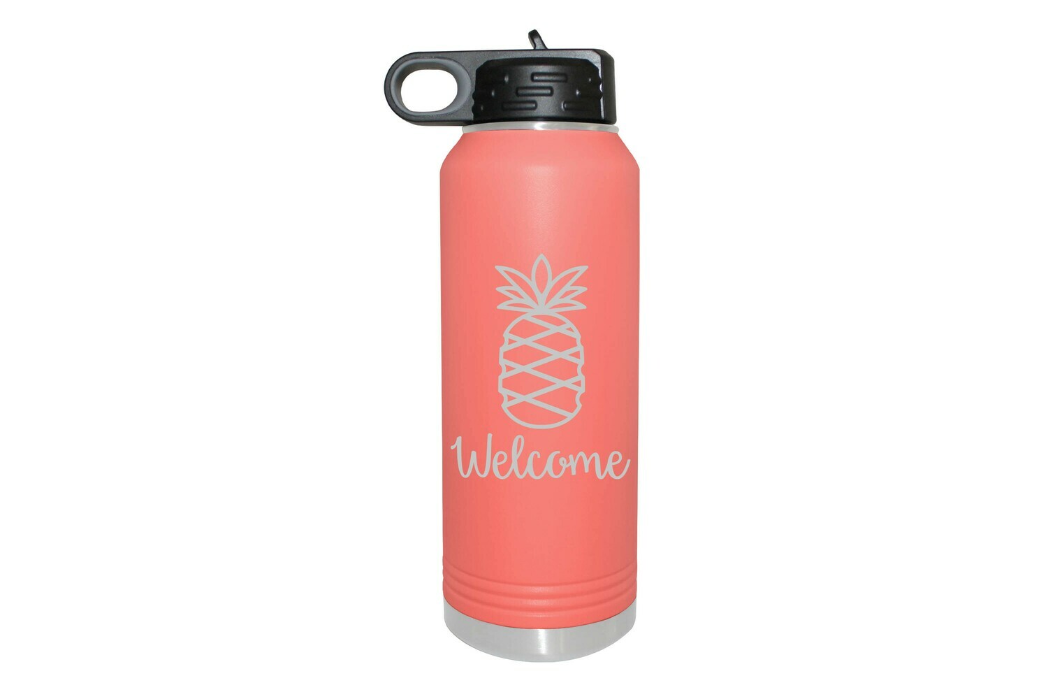 Pineapple w/Welcome or Your Custom Word Insulated Water Bottle 32 oz