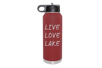 Live Love Lake or Your Custom Words Insulated Water Bottle 32 oz