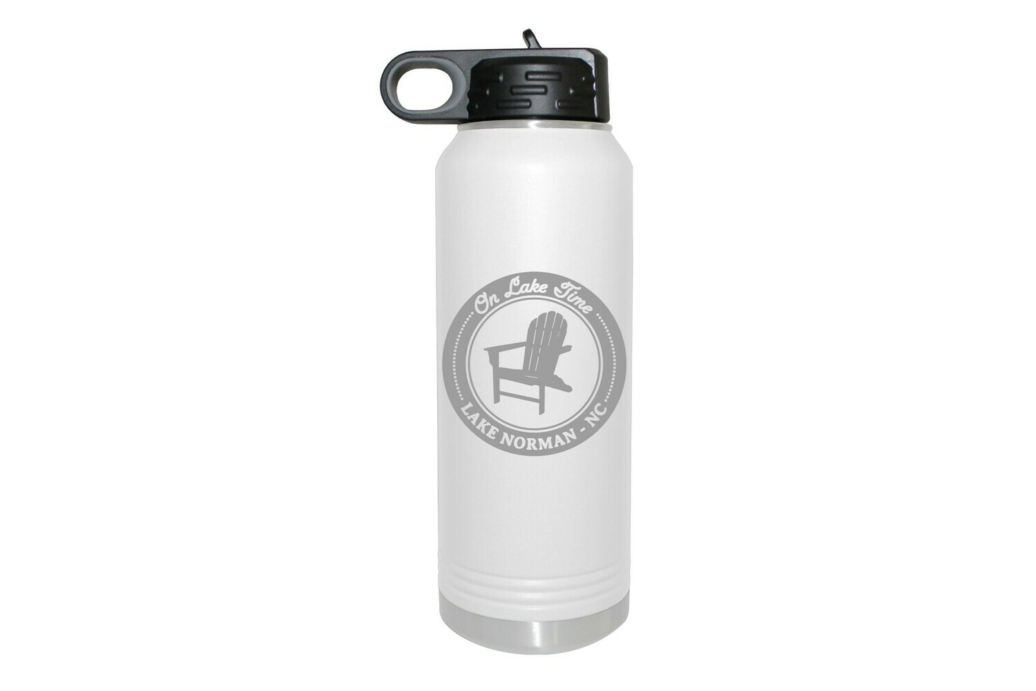 On Lake Time w/Chair & Customized Location Insulated Water Bottle 32 oz