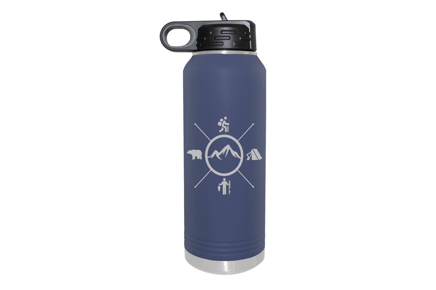 Mountains with 4 Outdoor Themes Insulated Water Bottle 32 oz