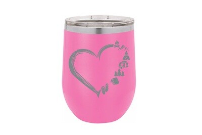 Heart w/Outdoor Icons (without or with Name or Location) Insulated Tumbler 12 oz