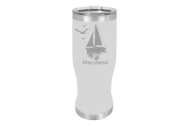 Sailboat with Customized Location or Name Insulated Pilsner 14 oz