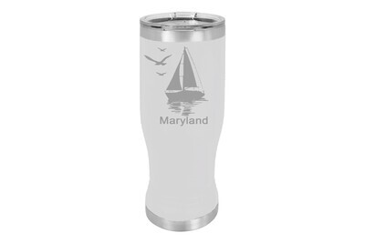 Sailboat with Customized Location or Name Insulated Pilsner 14 oz