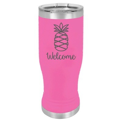 Pineapple w/Welcome or Your Custom Word Insulated Pilsner 14 oz