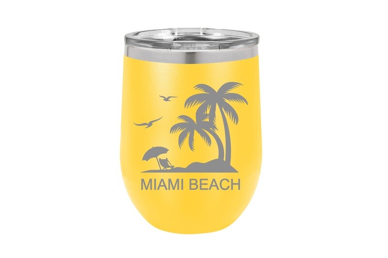 Beach Scene w/Your Location Insulated Tumbler 12 oz