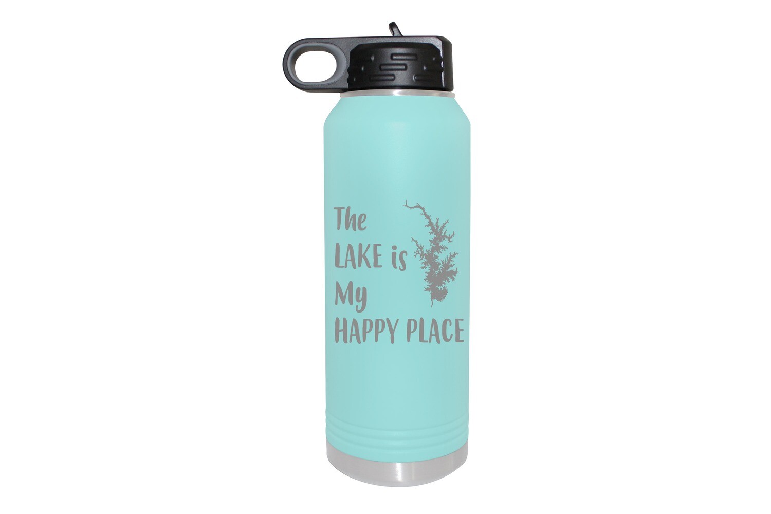 The Lake is My Happy Place with Image of Your Lake Insulated Water Bottle 32 oz