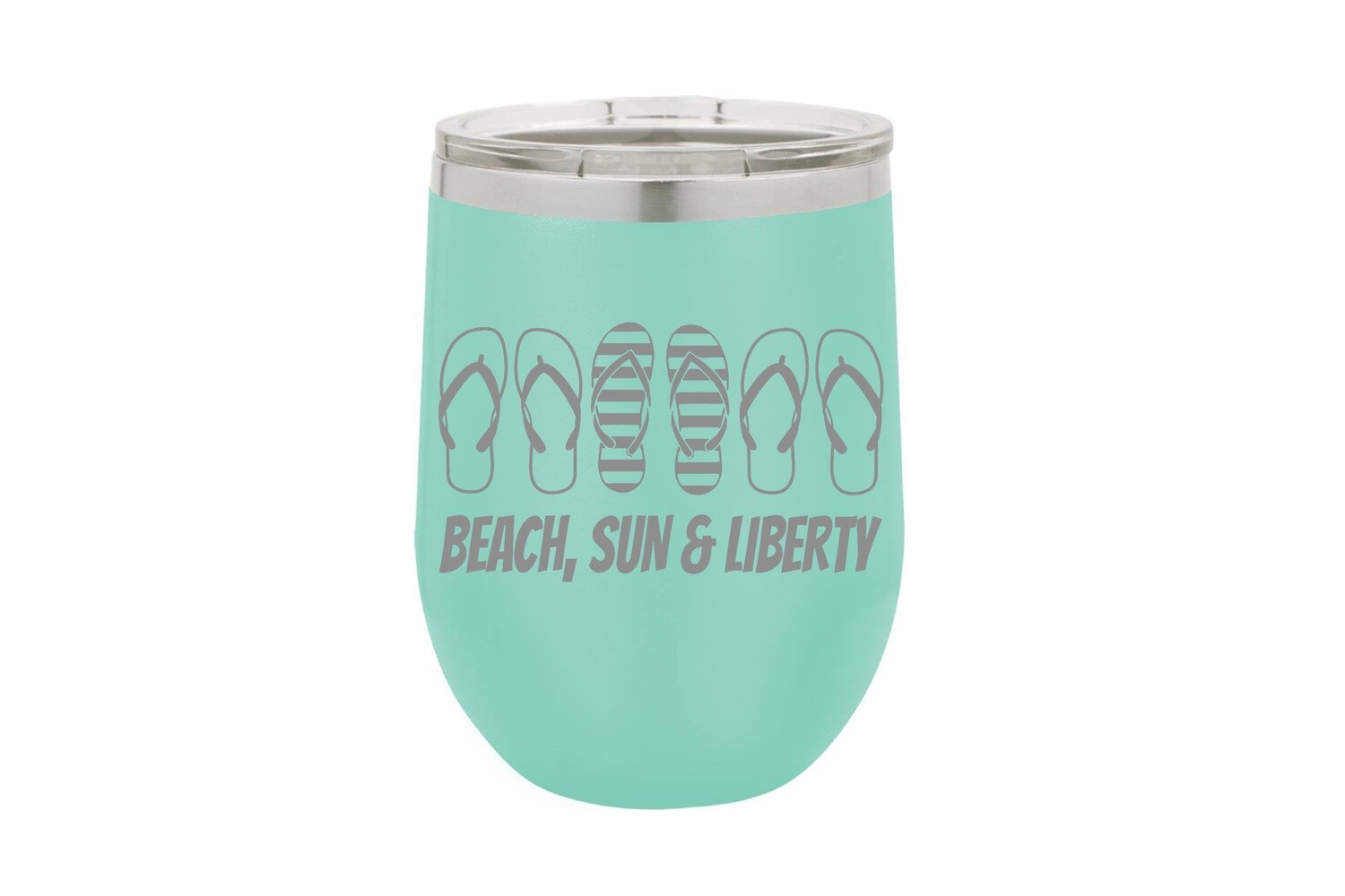 Beach, Sun & Liberty with Flip Flops Insulated Tumbler 12 oz
