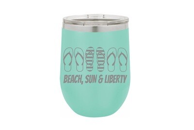 Beach, Sun & Liberty with Flip Flops Insulated Tumbler 12 oz