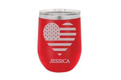 American Flag (Various Shapes) with Name Insulated Tumbler 12 oz